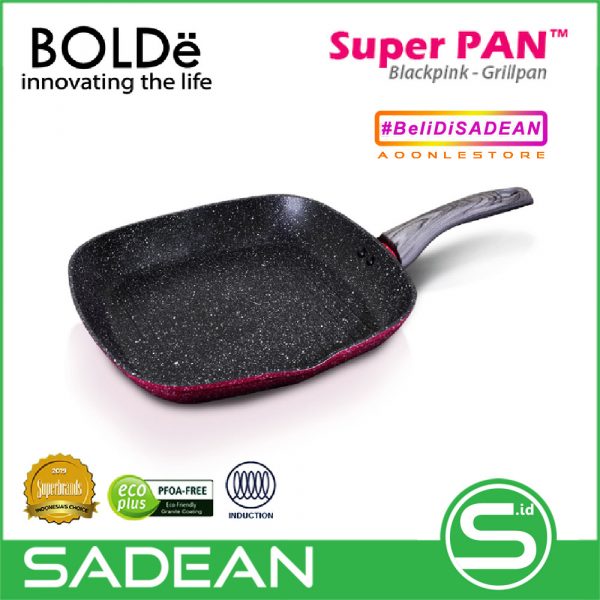 Super Grill Pan 28cm BOLDe Black Pink Series Granite Coating Grillpan