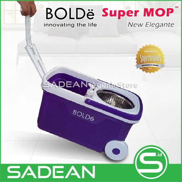 Alat Pel Lantai BOLDe Super MOP Elegante Stainless Pakai Roda - Ungu