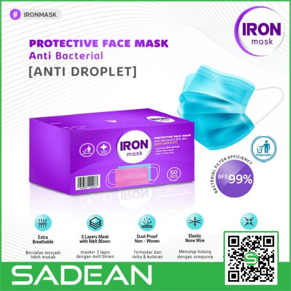 Iron Protective Mask 3Ply Masker isi 50 pcs / Box