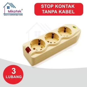 Stop Kontak Mikotek Tanpa Kabel Seri K Colokan Tanpa Kabel - 3 Lubang